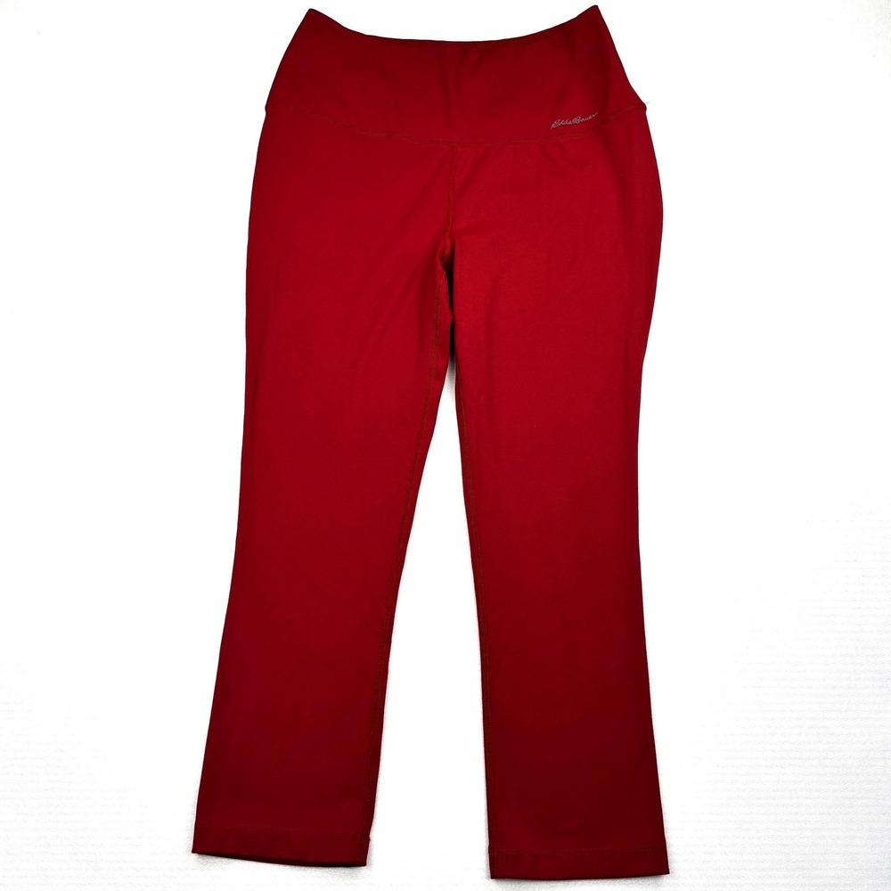 Eddie Bauer Womens Medium Red Cropped Leggings High Rise Yoga Capri Pants Size M
